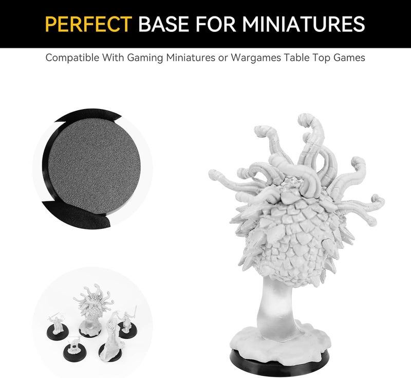 FIGURESLAB Store 100PCS 40mm/1.57inch Textured Plastic Black Round Miniature Bases, Model Base for Gaming Miniatures or Wargames Table Top Games - Image 3